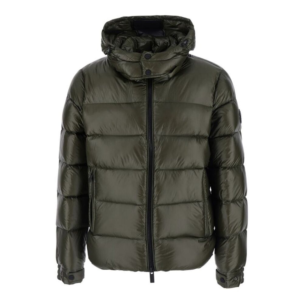 Heskimo Men Down Jacket Short Semi-Shiny With Zip And Pockets Green Men
